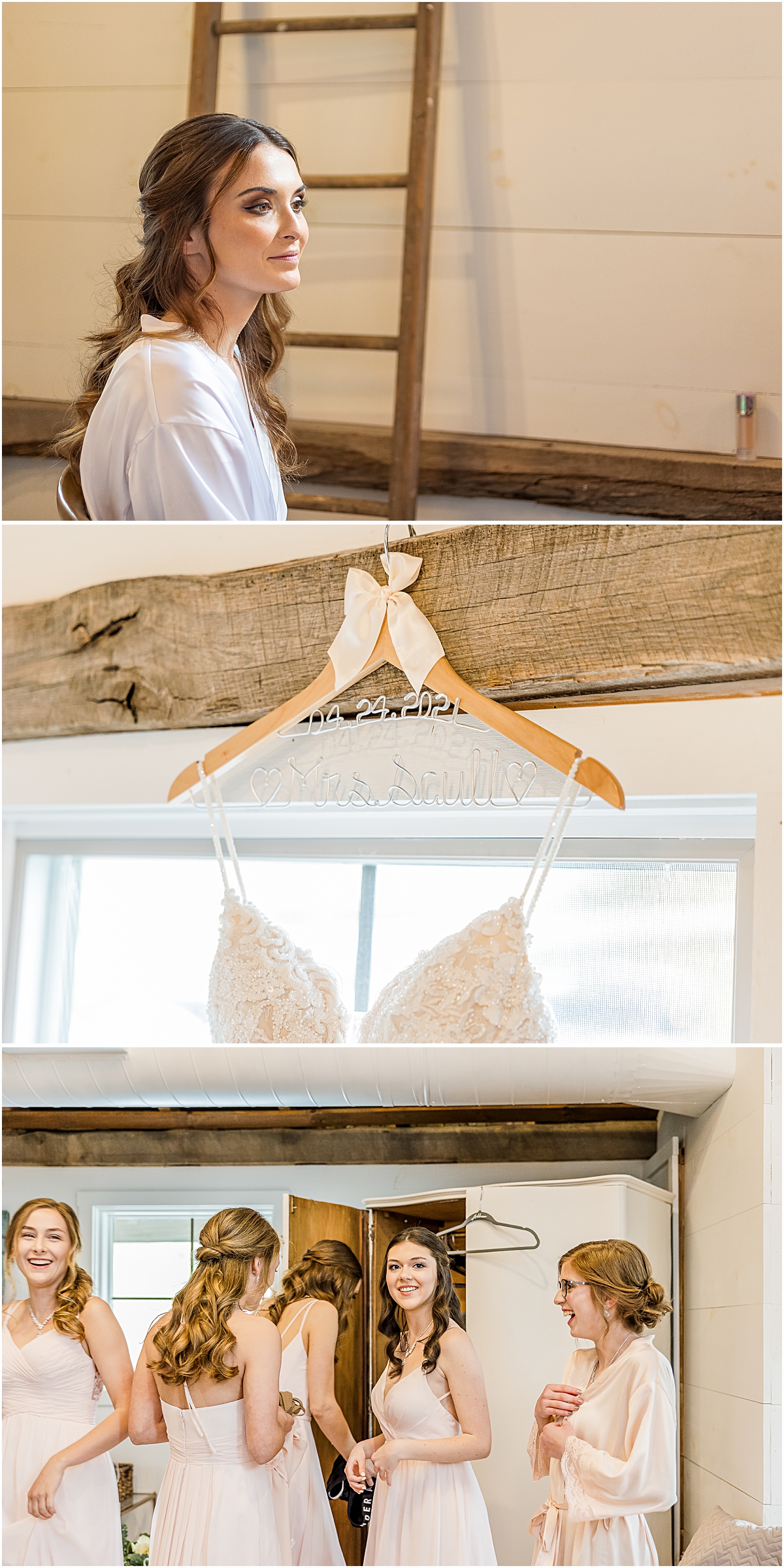 Collage of Detail shots of Ashleigh and her bridesmaids during Weyers Cave VA Wedding