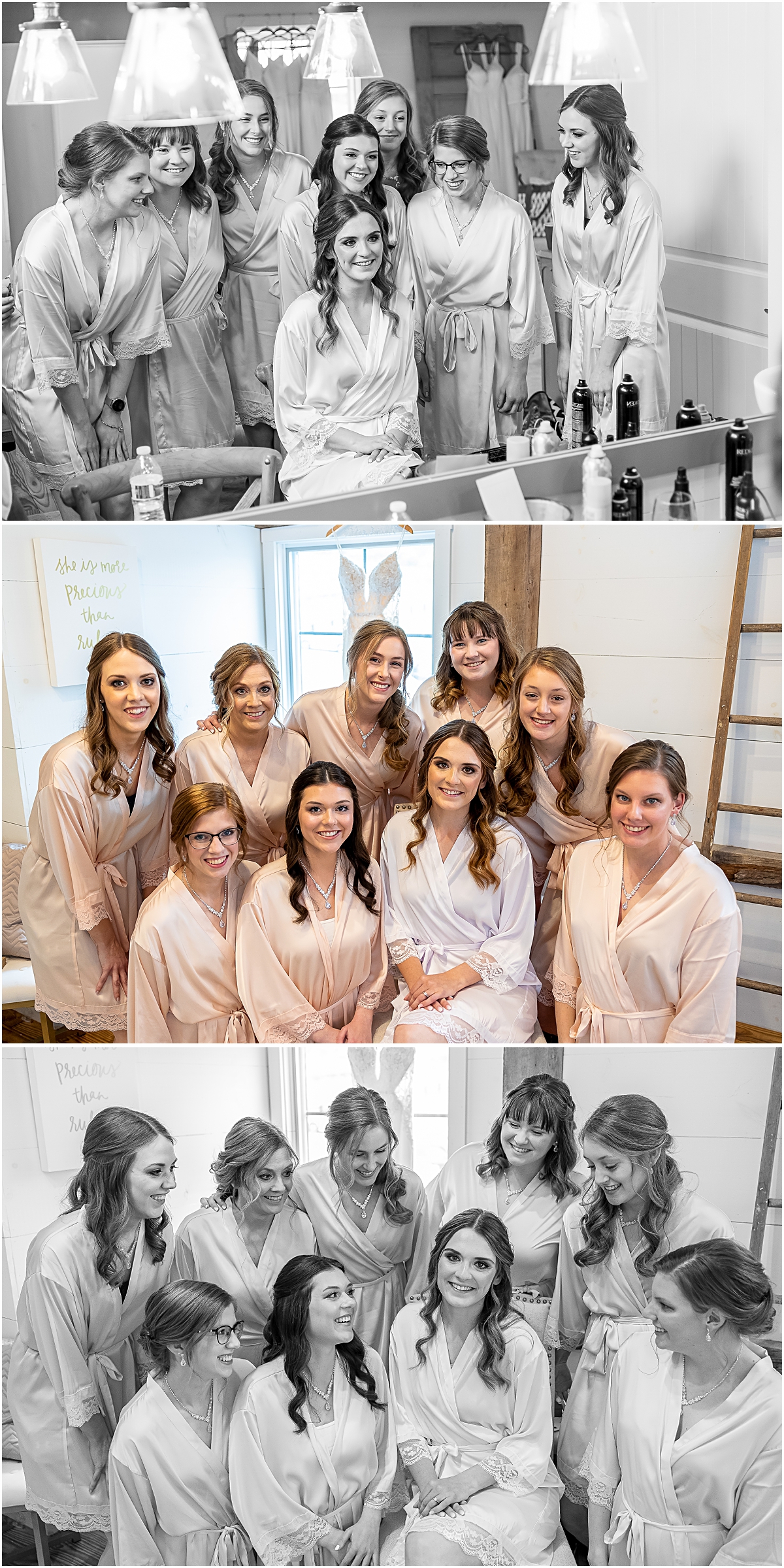 Collage of Ashleigh and her Bridesmaids getting ready