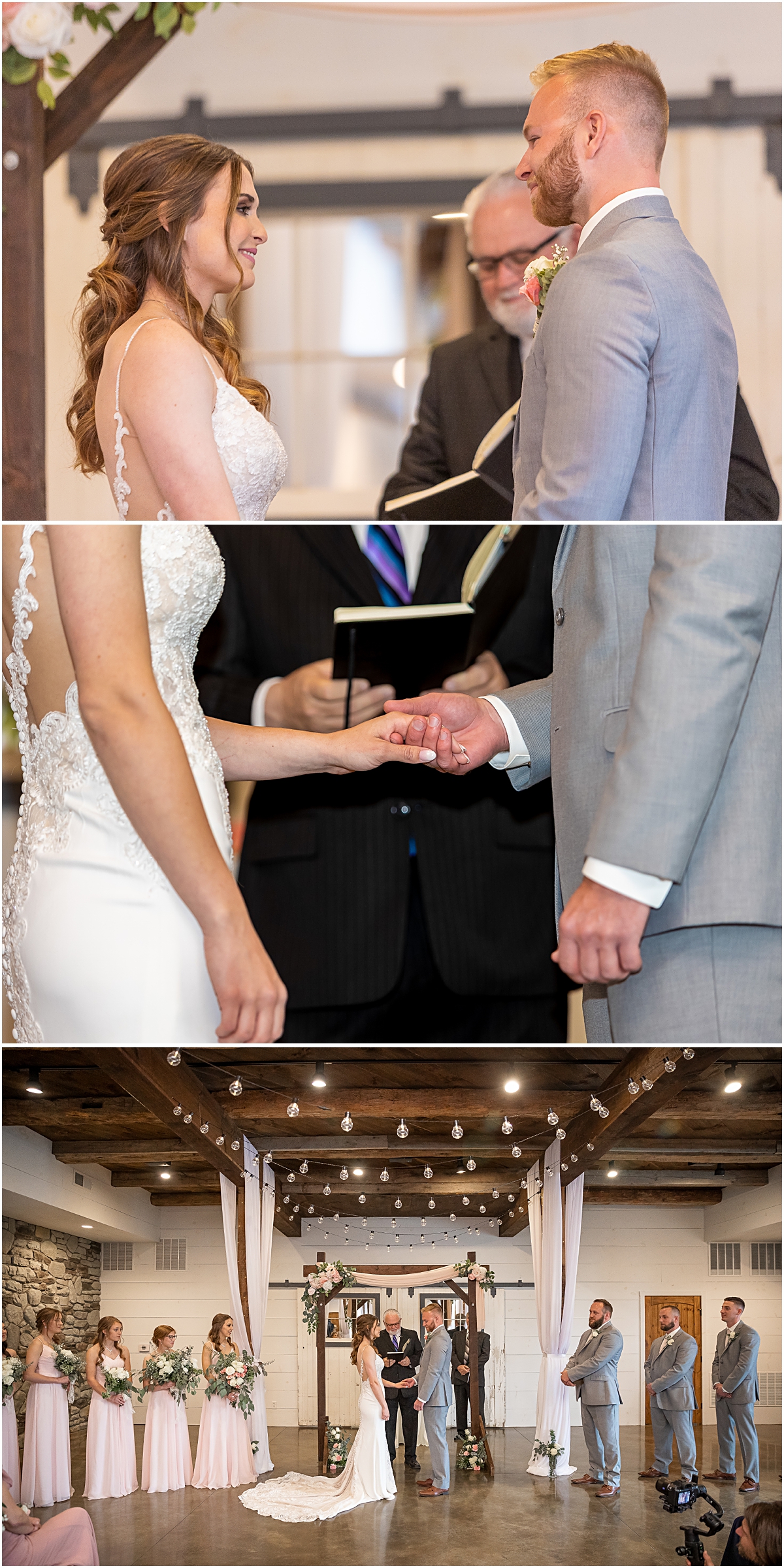 Collage of Pastor officiating the wedding during Weyers Cave VA Wedding