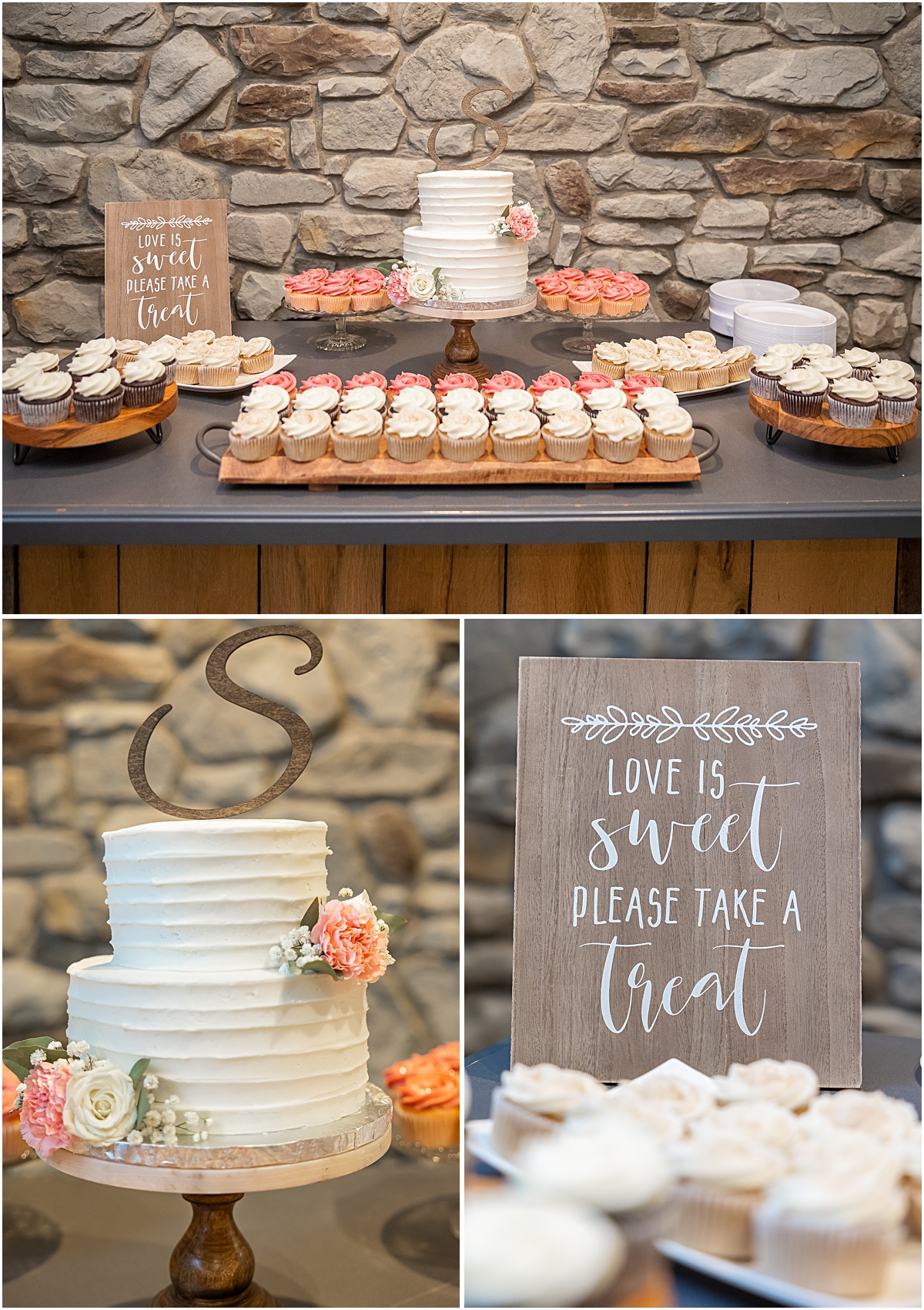 Collage of the Cake during Weyers Cave VA Wedding