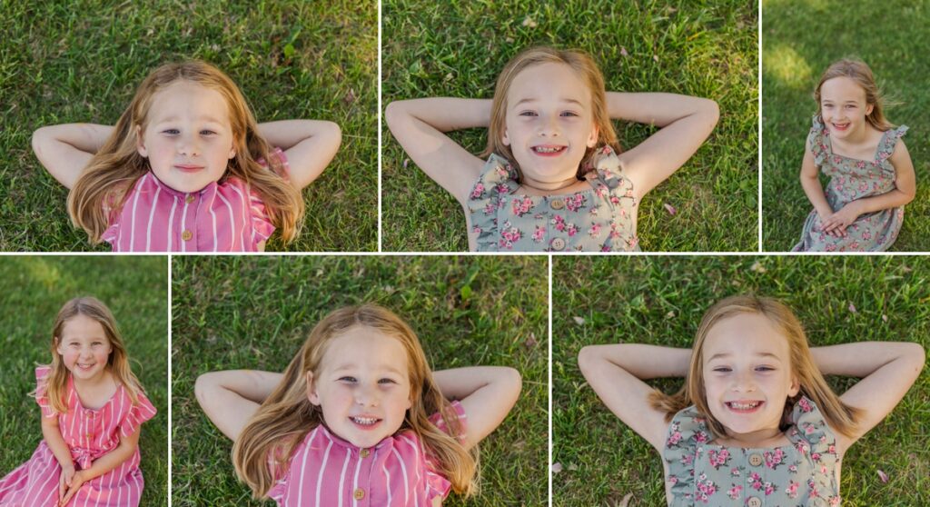 The Rosson girls laying on the grass for pictures