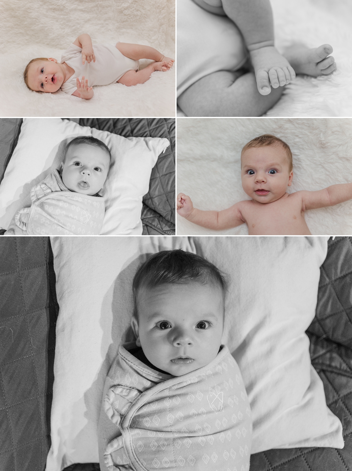 Waylon being wide awake and wrapped up in a blanket showing off his big brown eyes during his Northern Virginia newborn photography session.